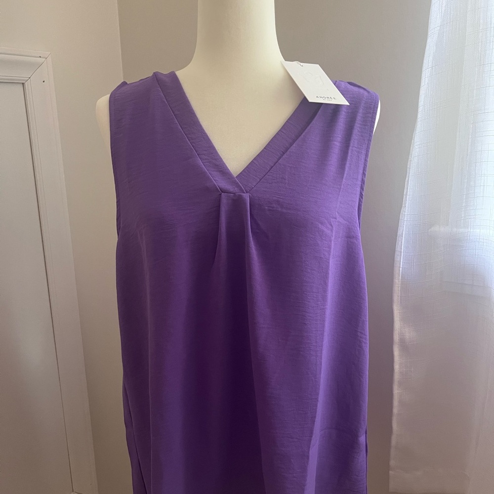 ANDREE BY UNIT Purple Relaxed V-Neck Tank Top